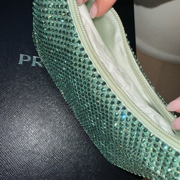NWT! PRADA RE-EDITION SHOULDER BAG-CRYSTALIZED AQUA-NEVER WORN- LIMITED EDITION - Picture 8 of 10